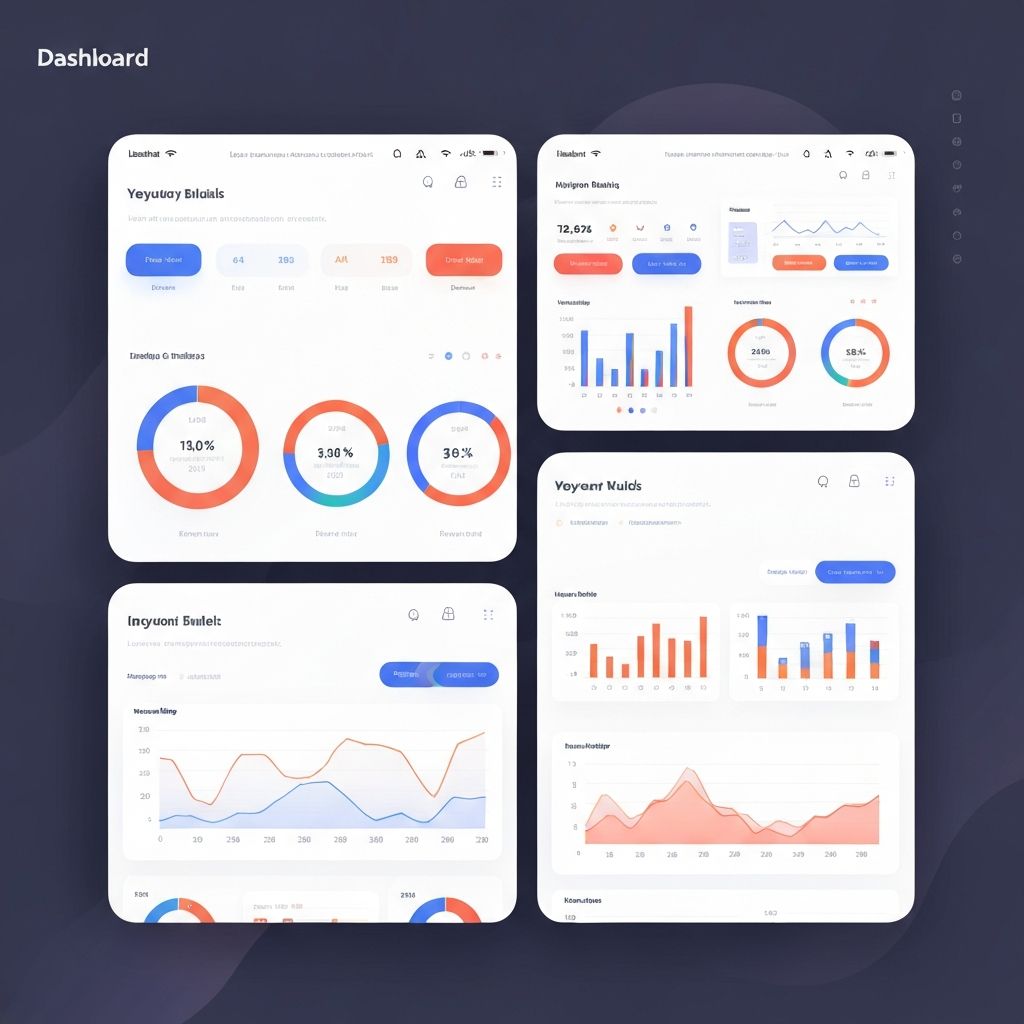 Mockup de sitio web moderno con dashboard y analíticas